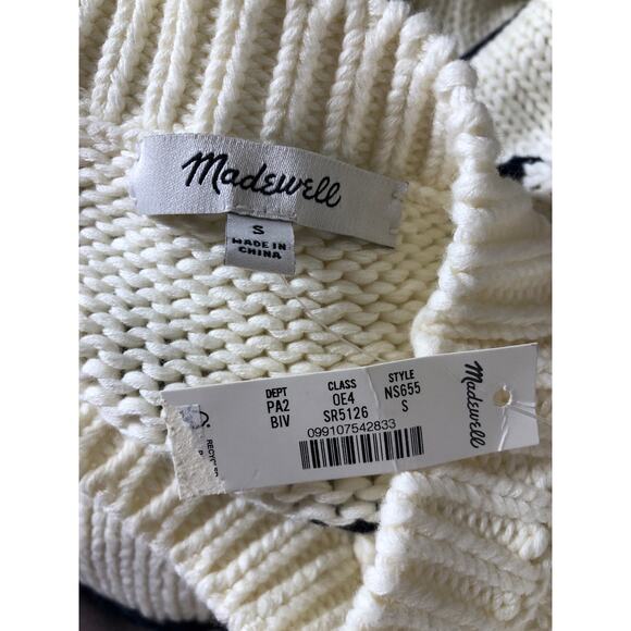 Madewell Textured Cotton Crewneck Sweater Stripe White Blue NWT S - Picture 6 of 8